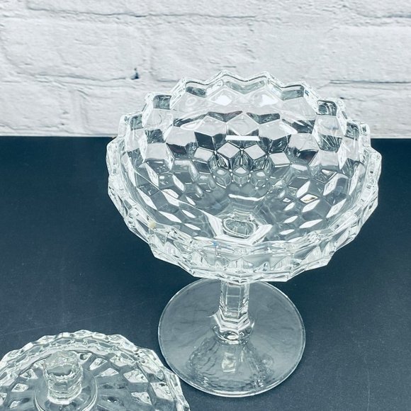 Fostoria American Clear Compote With Lid Candy Nuts Dish - Picture 4 of 8